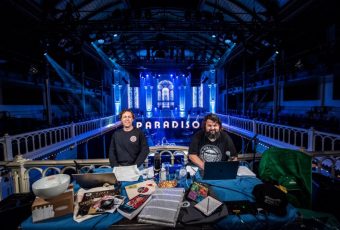 Pacal Ninaber (links) en Jochem Geerdink in de Amsterdamse concertzaal Paradiso